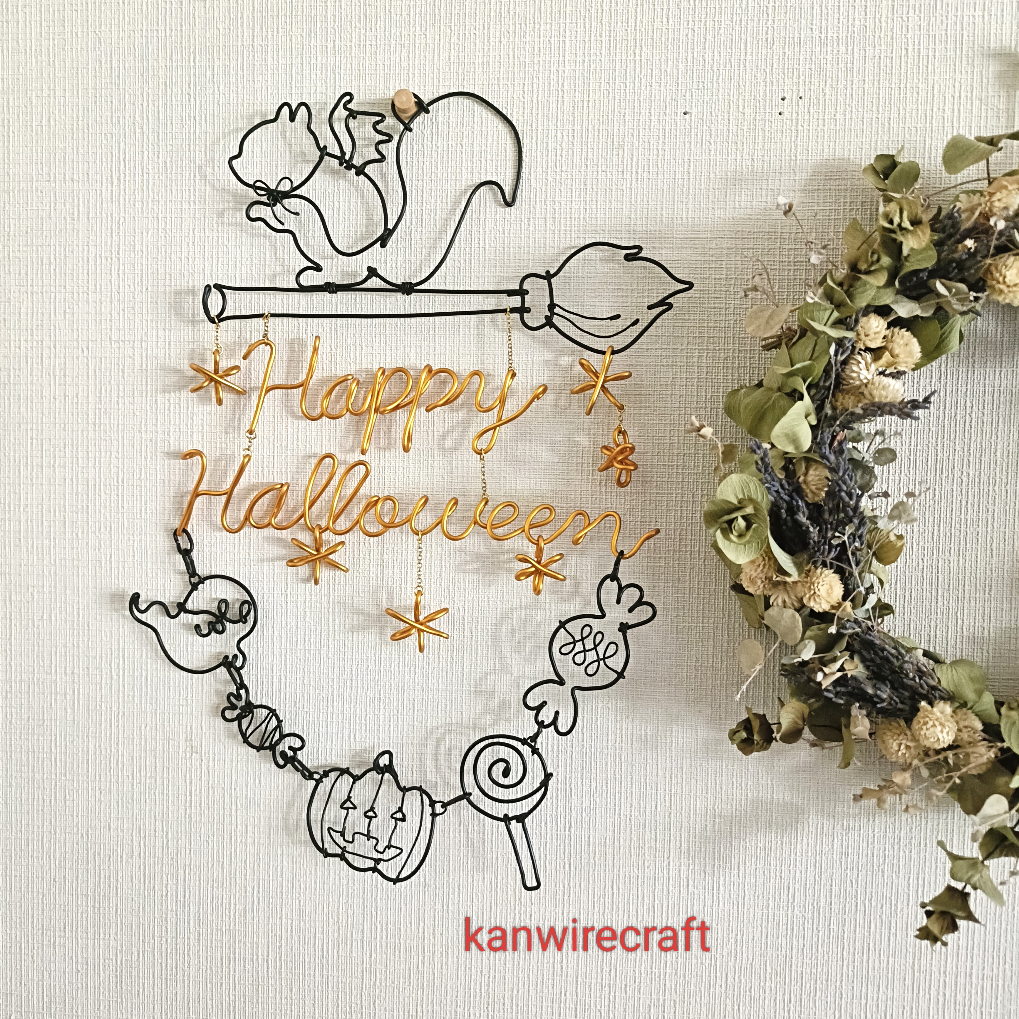 どんぐりアート♡Halloweenオブジェ＆タペストリーHalloweenリース