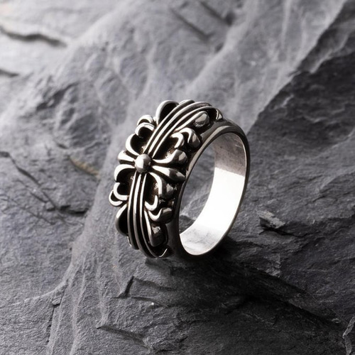 ボリュームクロスモチーフ 彫刻リング シルバーアクセ リング 指輪 97