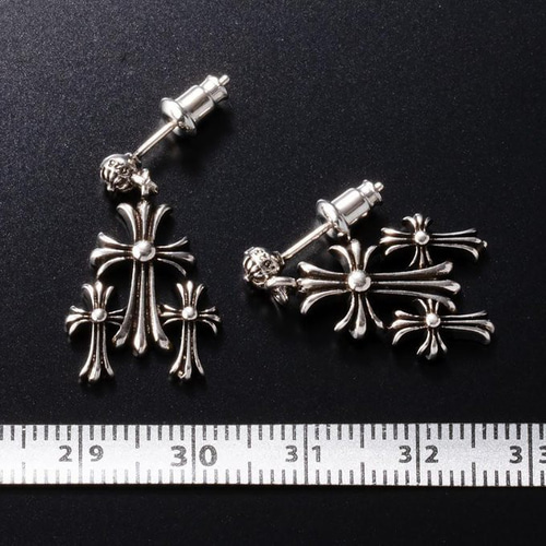 シルバー925製 ピアス トリプル クロス 刻印あり2個セット 72 ピアス