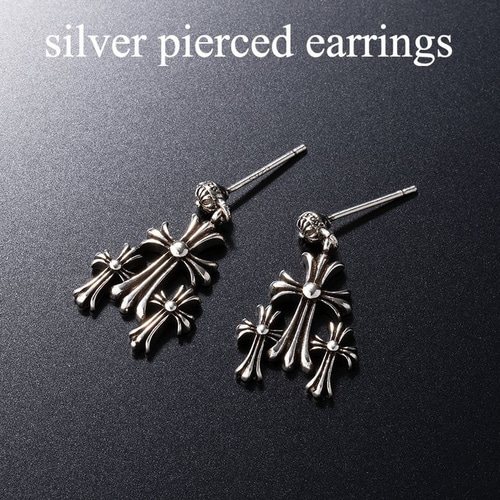 シルバー925製 ピアス トリプル クロス 刻印あり2個セット 72 ピアス