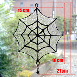 ステンドグラス サンキャッチャー 蜘蛛の巣 模様 スパイダー ハロウィン 吊り下げ インテリア 窓飾り 6枚目の画像