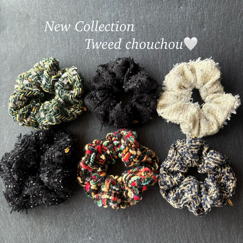 秋冬ツイードシュシュ LINTON ギフトにも◎ シュシュ anne couleur