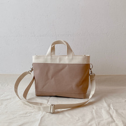 M size シンプルトートバッグ　キナリ×シナモン 2枚目の画像