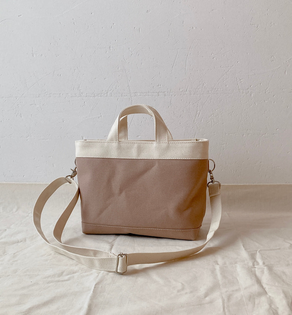 M size シンプルトートバッグ　キナリ×シナモン 2枚目の画像