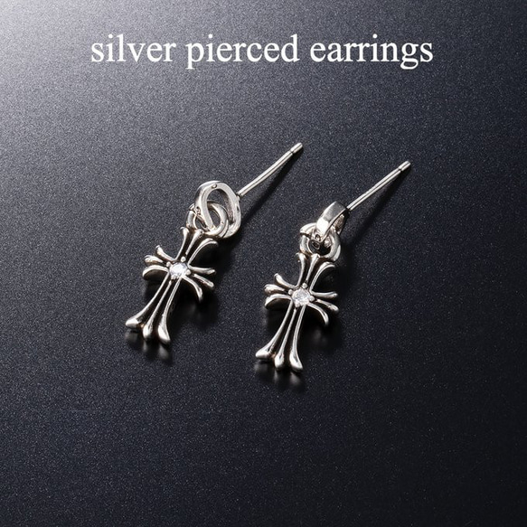 silver925 クロス ピアス 十字架 ベイビーファットシルバー 37 ピアス