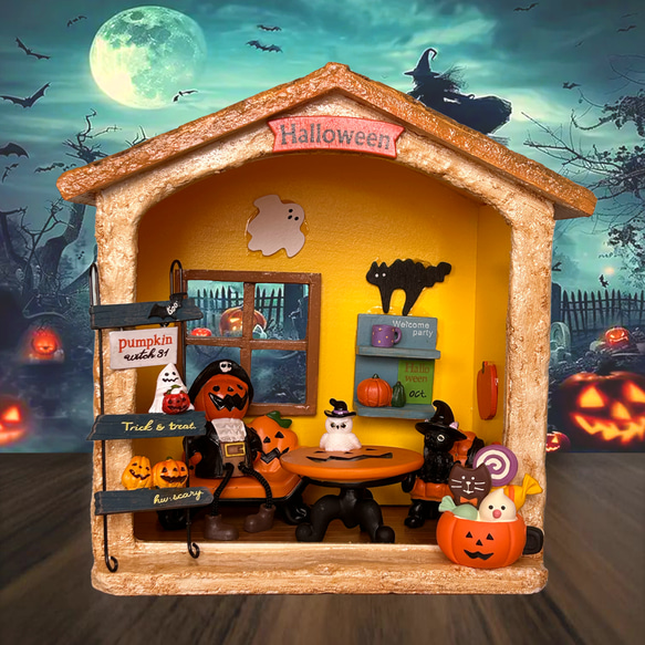 ミニチュアハウス 両面 ランプ ドールハウス クリスマス ハロウィン ミニチュアハウス 両面 ランプ ドールハウス クリスマス ハロウィン