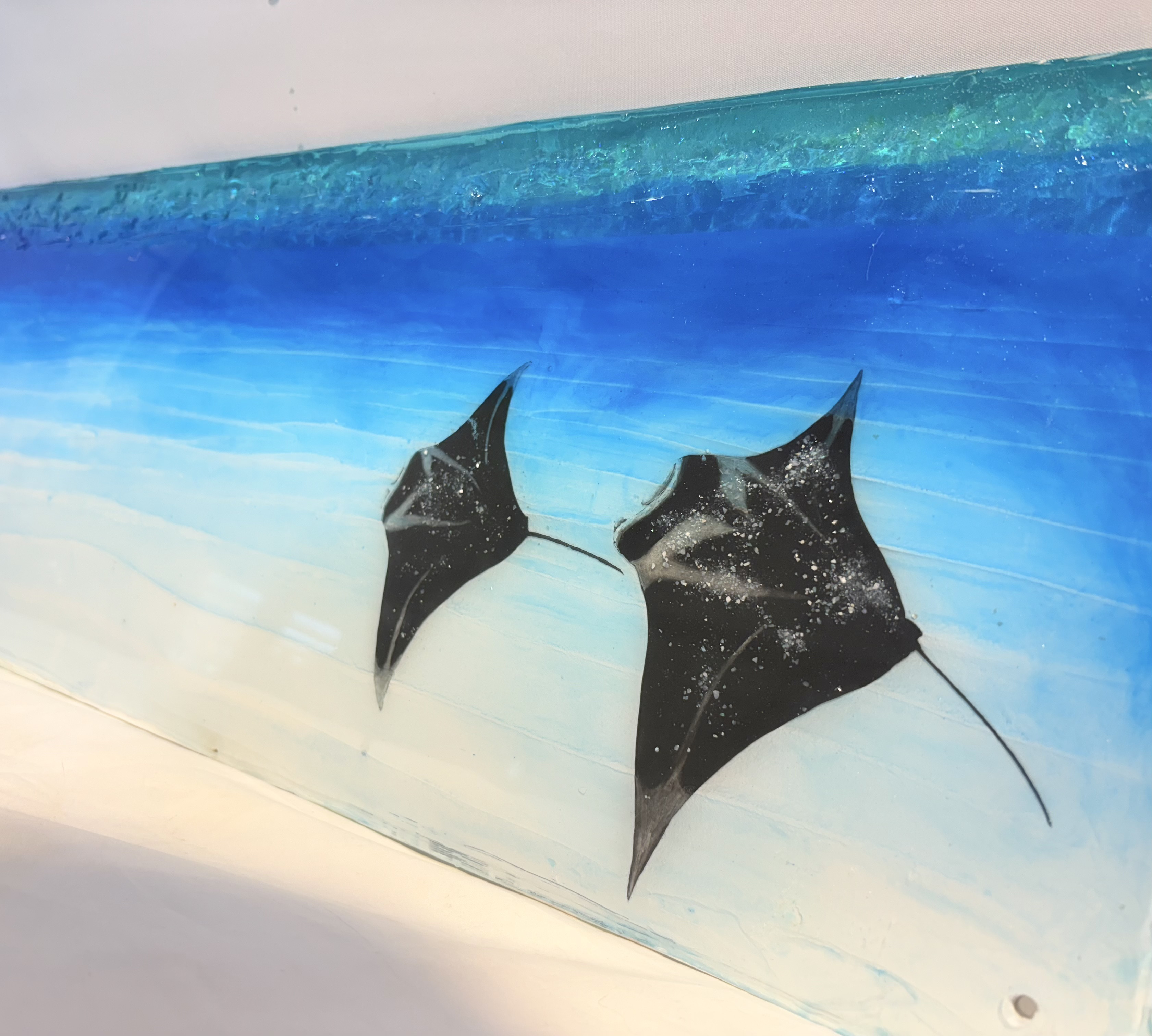 壁掛けアートパネル マンタスクランブル　Bタイプ　ブルーオーシャン　カメ90×25 Blueビッグマンタ