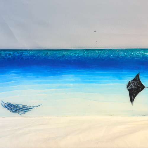 壁掛けアートパネル マンタスクランブル Bタイプ ブルーオーシャン