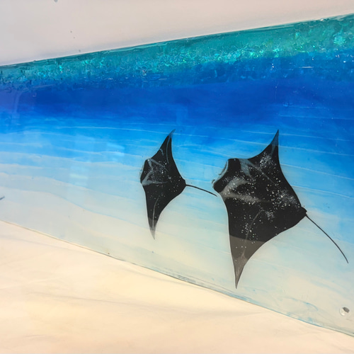 壁掛けアートパネル マンタスクランブル Bタイプ ブルーオーシャン