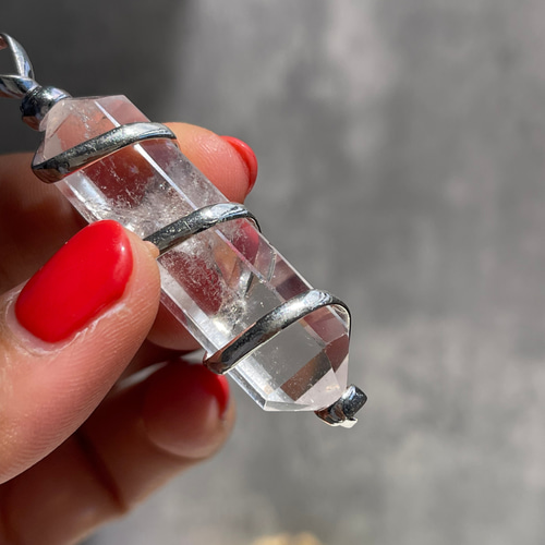 ペンダントトップ【ブラジル産 クリアクォーツ DT】アクセサリー（合金