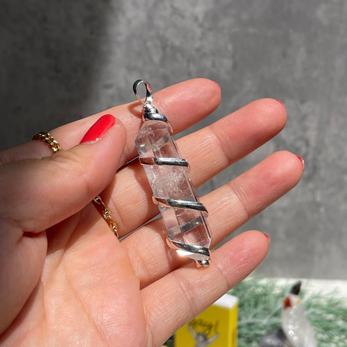 ペンダントトップ【ブラジル産 クリアクォーツ DT】アクセサリー（合金