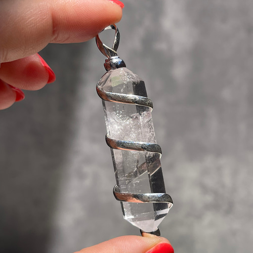 ペンダントトップ【ブラジル産 クリアクォーツ DT】アクセサリー（合金