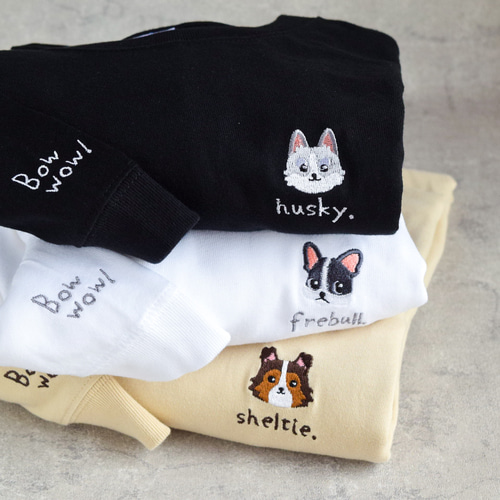 2025新作】選べる犬種74種！刺繍ロングスリーブTシャツ 名入れ可