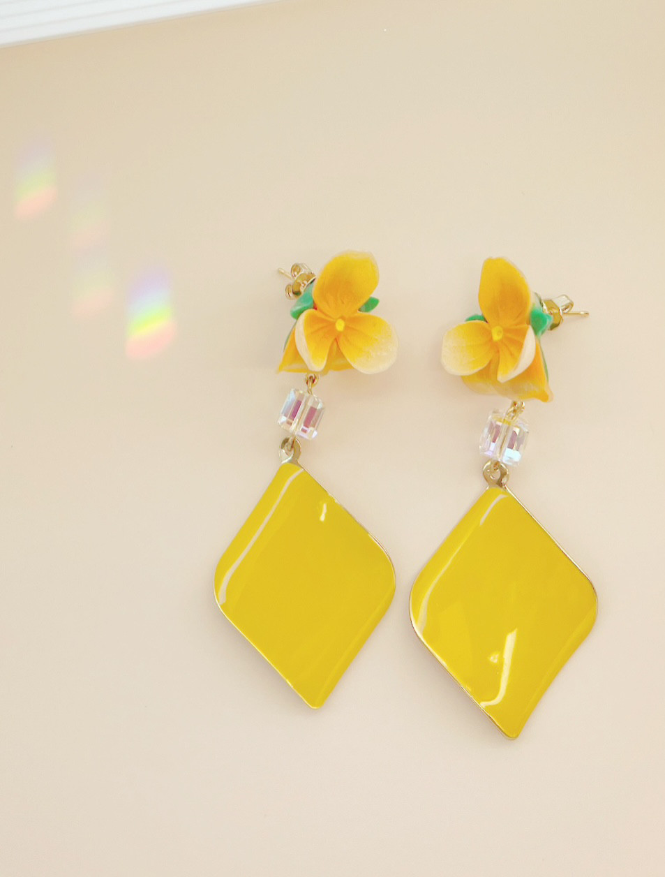 ☆【vintage】FLOLAピアス（イエロー）