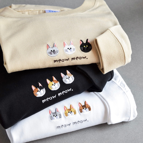 2025新作】猫が選べる！刺繍ロングスリーブTシャツ【選べる3色】うちの
