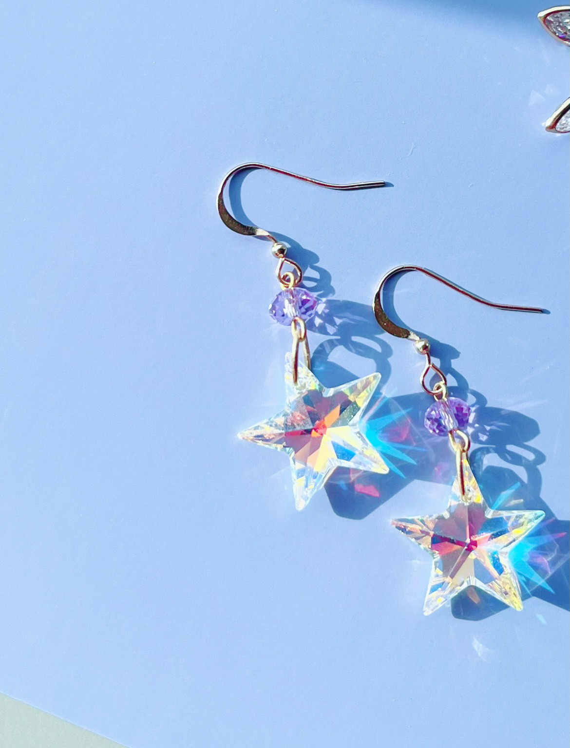 swarovski☆STARピアス&イヤリング S【オーロラ・アメジスト】