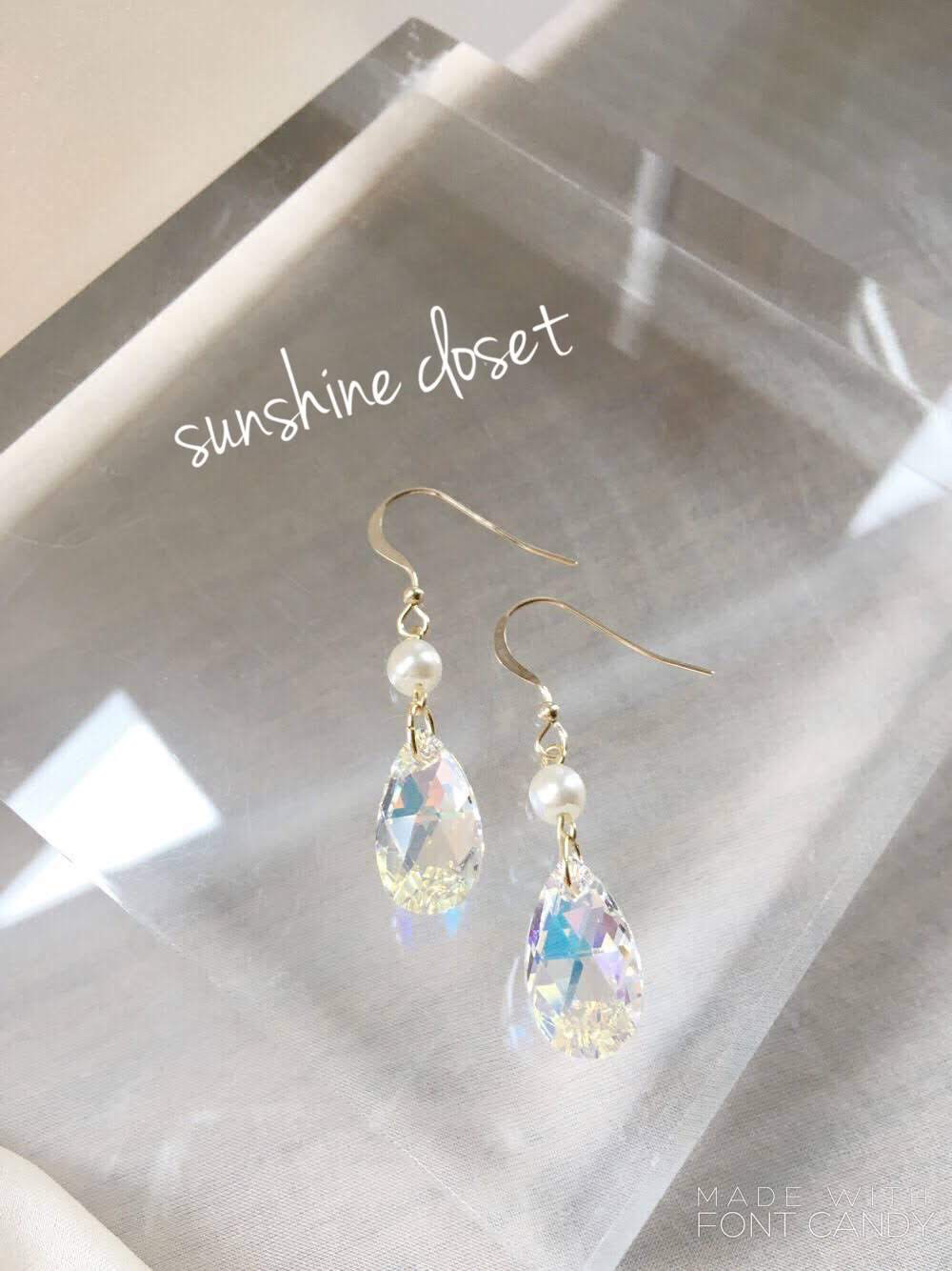 swarovski☆ピアス&イヤリング S オーロラ・パール】