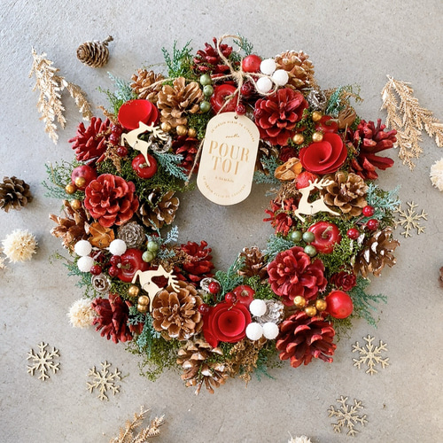 早割 ☆毎年飾れるクリスマスリース☆Lトナカイクリスマスリース