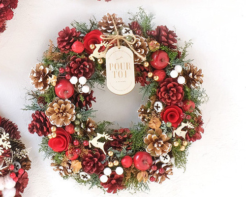 早割 ☆毎年飾れるクリスマスリース☆Lトナカイクリスマスリース