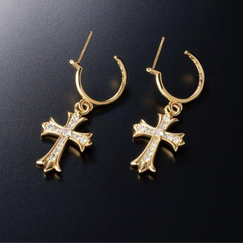 シルバー925 ゴールド クロス フープピアス タイニークロス ピアス 35