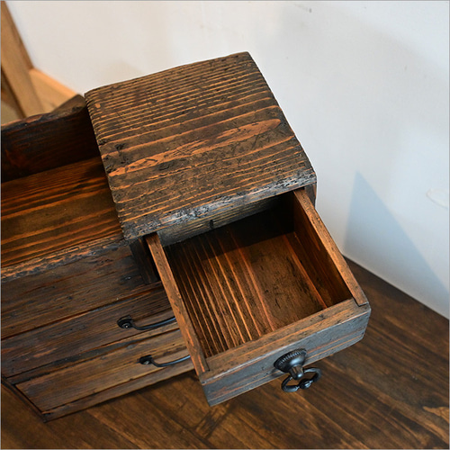 1点物 裁縫箱 レトロ 木製 アンティーク リメイク品 おしゃれ 3段 小物