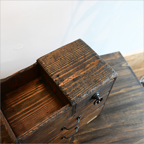 1点物 裁縫箱 レトロ 木製 アンティーク リメイク品 おしゃれ 3段 小物