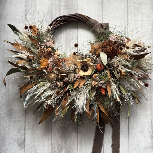 ドライフラワー　リース　パンパスグラス　ナチュラルリース eb232353365ae13f58ba639422b195
