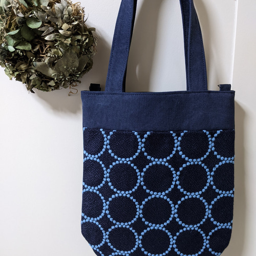 ミナペルホネン ハンドメイド トートバッグ タンバリン ネイビー ミナペルホネン ハンドメイド トートバッグ タンバリン ネイビー ミナ