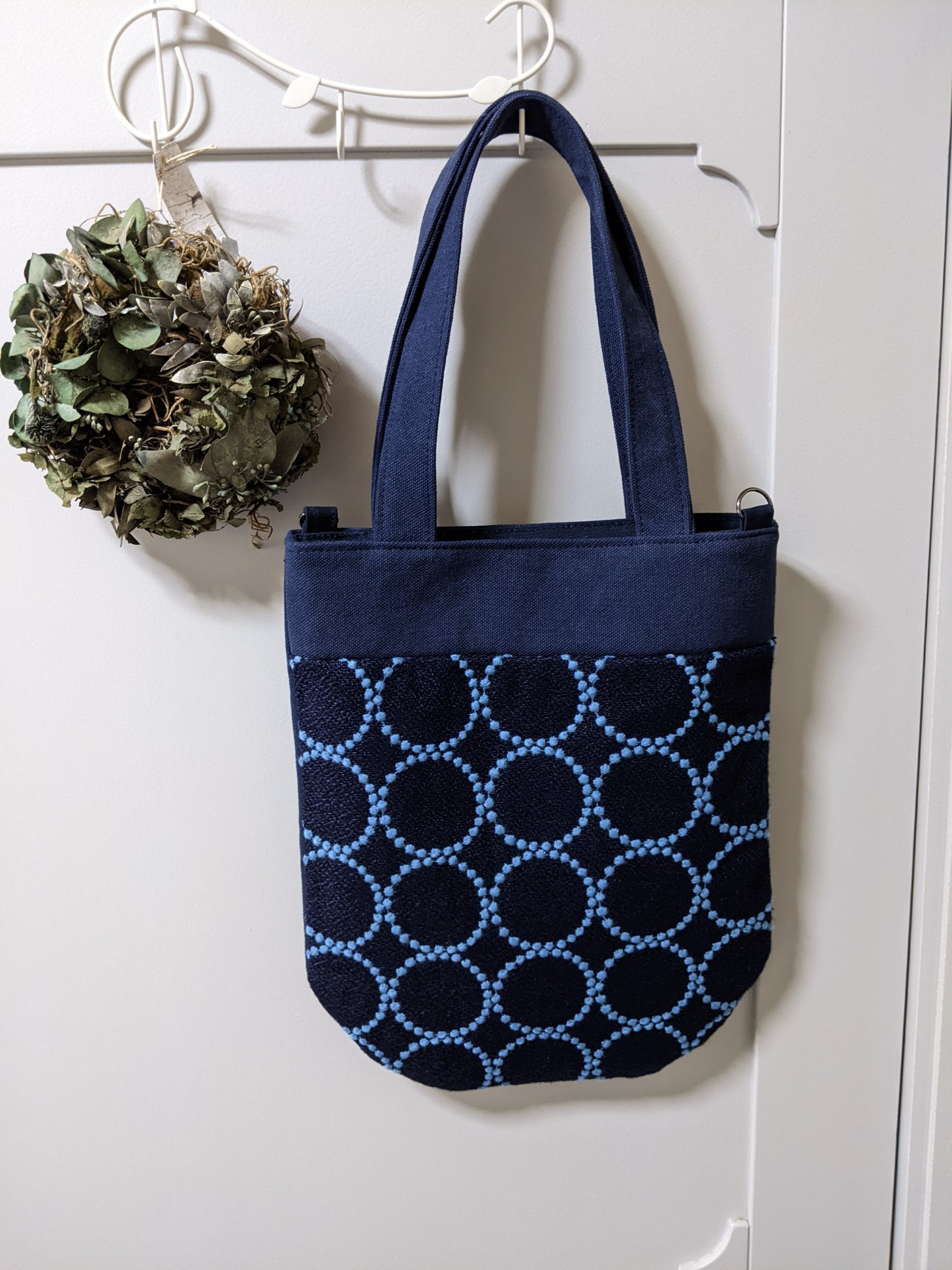 雫トートバッグ【tanborin/navy】タンバリン・ネイビーmina perhonen　 【受注製作】