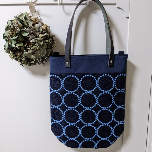 ミナペルホネン　ネイビータンバリン　トートバッグ 雫トートバッグ【tanborin/navy】タンバリン・ネイビーmina perhonen