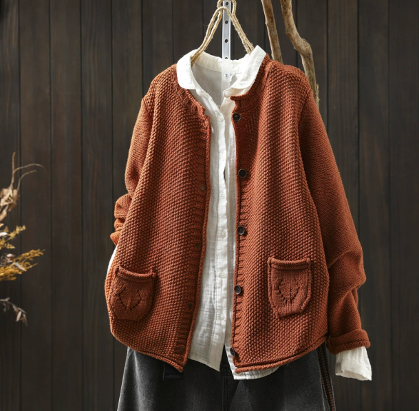 新作｜ ニットカーディガン  わせやすい通勤通学　綿　春秋