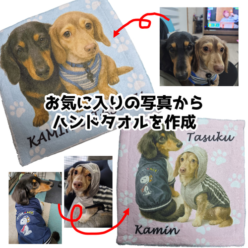 愛犬の写真から作る♪うちの子グッズ オリジナルミニタオル ハンカチ