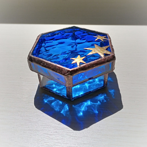 ステンドグラスの六角ボックス〜夜空〜 サンキャッチャー・宝箱