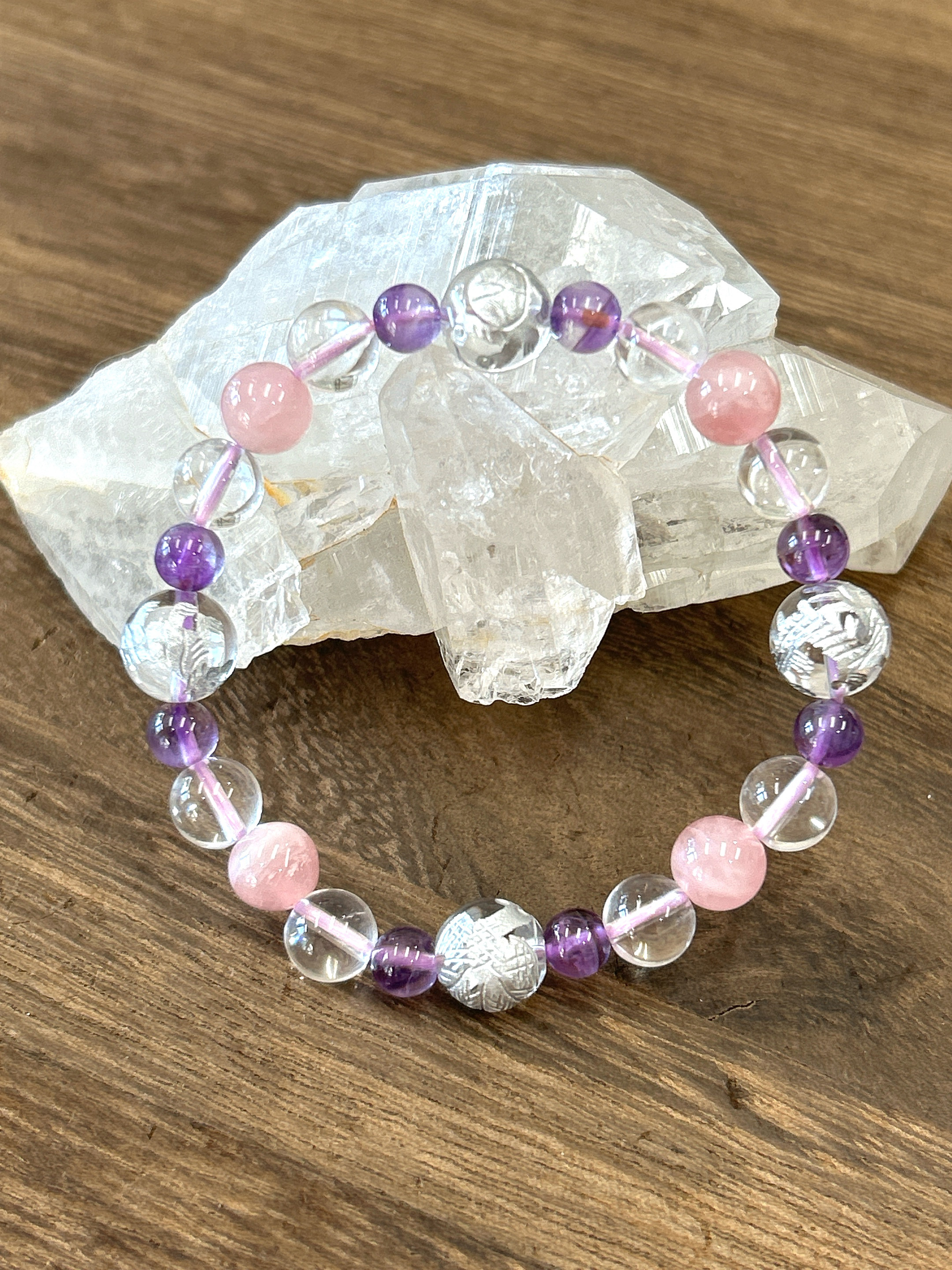 【風水四神獣♪水晶】オリジナル♪フォーチュンお守りブレスレット♪　天然石ブレスレット♪送料無料♪