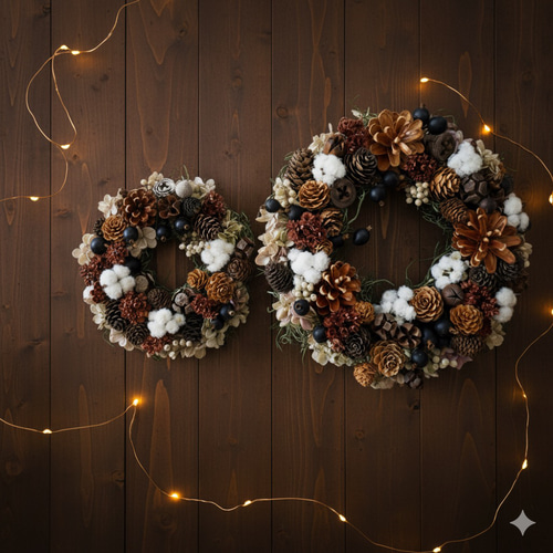木の実とドライフラワーの秋リース｜長く楽しめるナチュラルインテリア