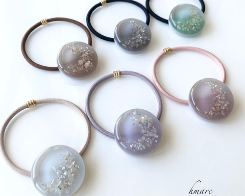 ニュアンスカラー 秋めく 大人 レジン ヘアゴム ヘアゴム hmarc 通販