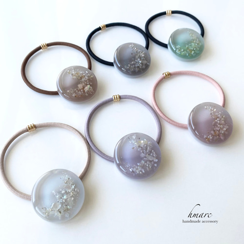 ニュアンスカラー 秋めく 大人 レジン ヘアゴム ヘアゴム hmarc 通販