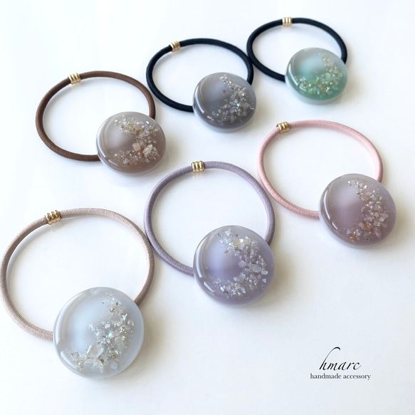 ニュアンスカラー 秋めく 大人 レジン ヘアゴム ヘアゴム hmarc 通販