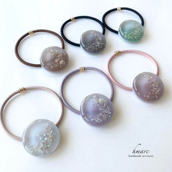 ニュアンスカラー 秋めく 大人 レジン ヘアゴム ヘアゴム hmarc 通販