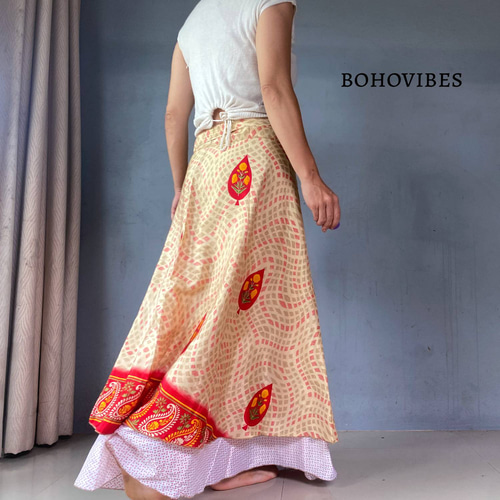 オールドサリー シルク リメイク 巻きスカート ロング丈 10 ロング