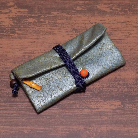 金彩工芸　特別仕様　モザイク金仕上げ　コットンむら染黄色地製　「道中財布」 13枚目の画像