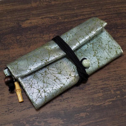 金彩工芸　特別仕様　モザイク金仕上げ　コットンむら染黄色地製　「道中財布」 16枚目の画像