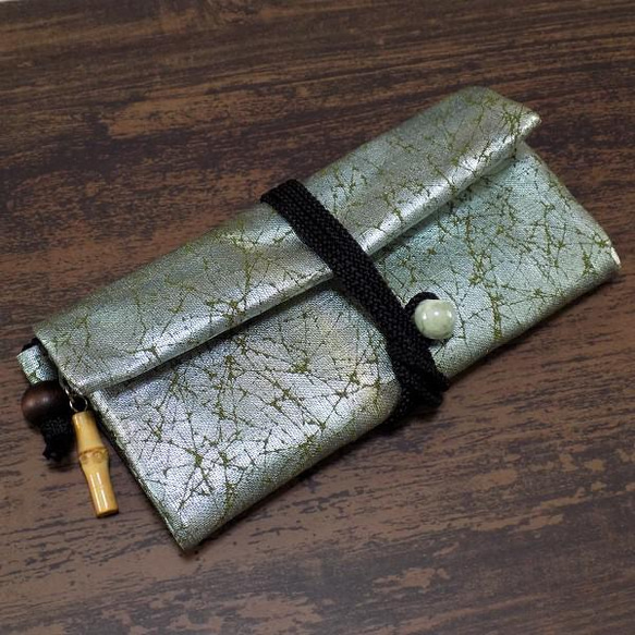 金彩工芸　特別仕様　モザイク金仕上げ　コットンむら染黄色地製　「道中財布」 16枚目の画像