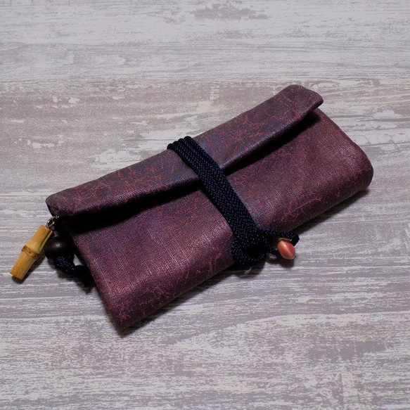 金彩工芸　特別仕様　モザイク金仕上げ　コットンむら染黄色地製　「道中財布」 18枚目の画像