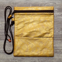 金彩工芸　特別仕様　モザイク金仕上げ　コットンむら染黄色地製　「道中財布」 4枚目の画像