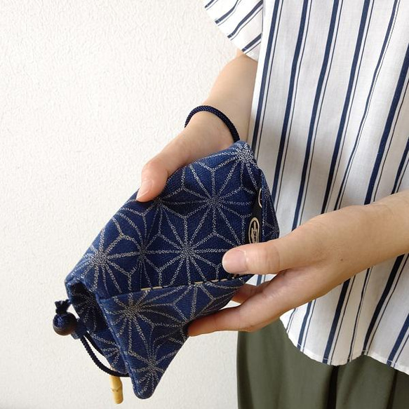 金彩工芸　特別仕様　モザイク金仕上げ　コットンむら染黄色地製　「道中財布」 11枚目の画像