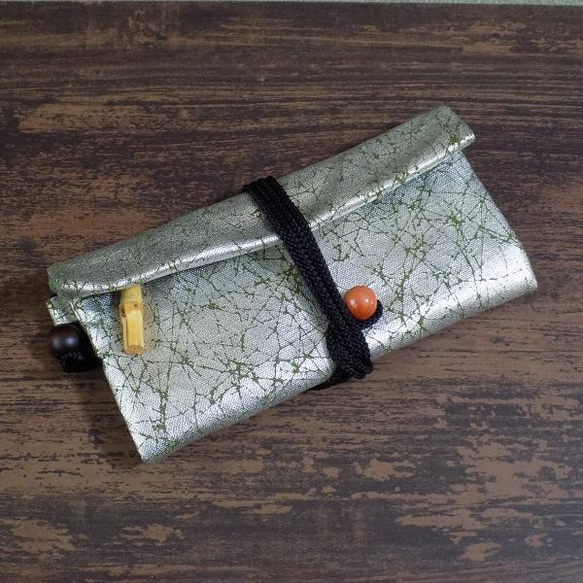 金彩工芸　特別仕様　モザイク金仕上げ　コットンむら染黄色地製　「道中財布」 14枚目の画像