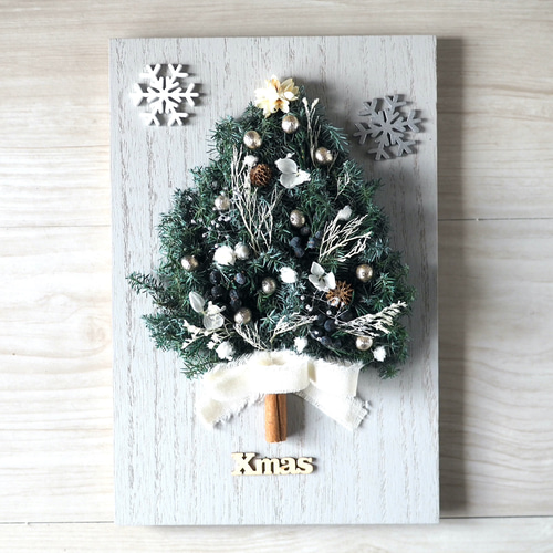 色が選べる 壁掛けクリスマスツリー プリザーブドフラワー QUEUE DE