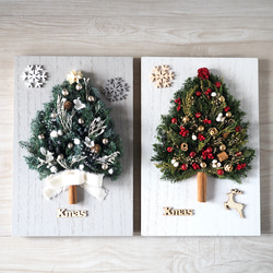 コットンフラワーのクリスマスツリー 壁掛け Christmas tree 壁掛けクリスマスツリー*ナチュラルコットン アートフラワー el