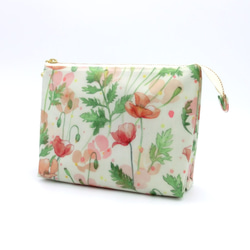 ラミネート大きな隠しマチポーチ Cathスウィーツ柄❤️Handmade ラミネート隠しマチ付きポーチ Cath犬柄❤️Handmade